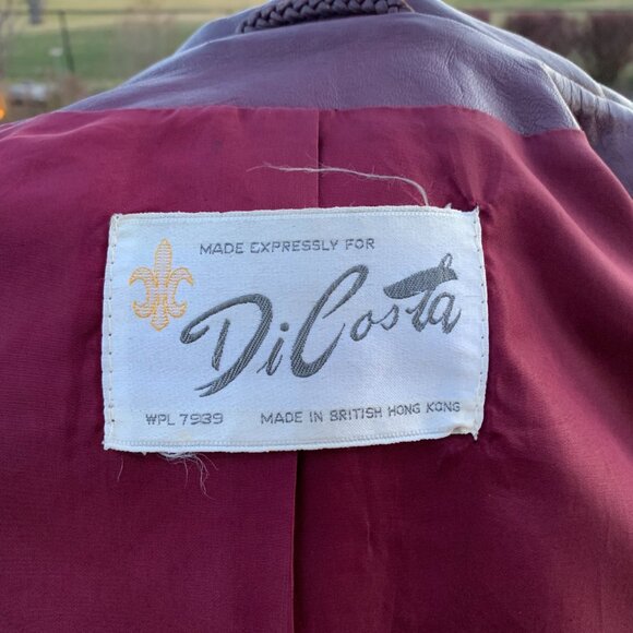 Vintage Di Costa Leather Overcoat Trench Coat Small Burgundy Belted 60s - Picture 10 of 16